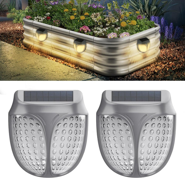 iThird Solar Garden Raised Bed Lights with Dusk to Dawn Sensor - Magnetic Solar Outdoor Lights, Waterproof Outdoor LED Light, Solar Powered Garden Lights Customized for Planter Raised Garden Beds, 2Pack