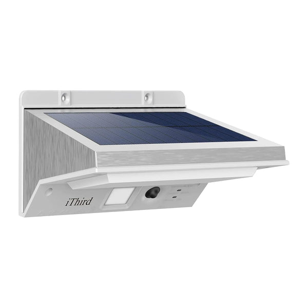 iThird Solar Motion Sensor Light Outdoor, LED Solar Powered Outdoor Lights Solar Security Lights Stainless Steel for Yard Patio Garage Waterproof Motion Detector Flood Light Super Bright(Warm White)